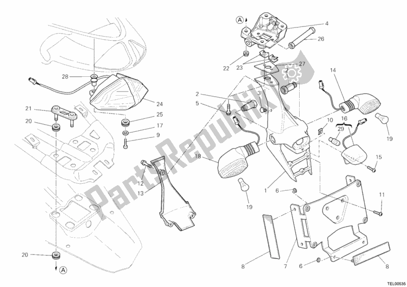 Tutte le parti per il Fanale Posteriore del Ducati Superbike 1198 R USA 2010